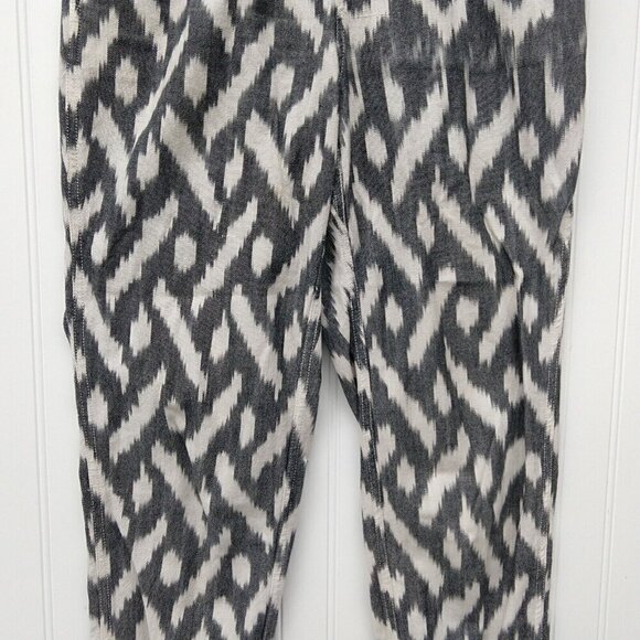 J Crew Seaside Ikat Print Pants Size 2 Joggers Gray White Pull On Boho Pockets - Picture 4 of 12